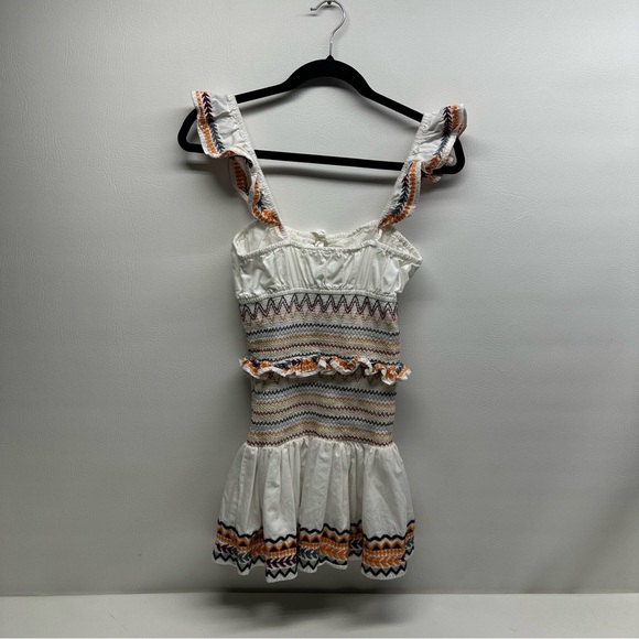 TULAROSA Size XXS White Multicolor Embroidered mini Dress - Picture 3 of 13